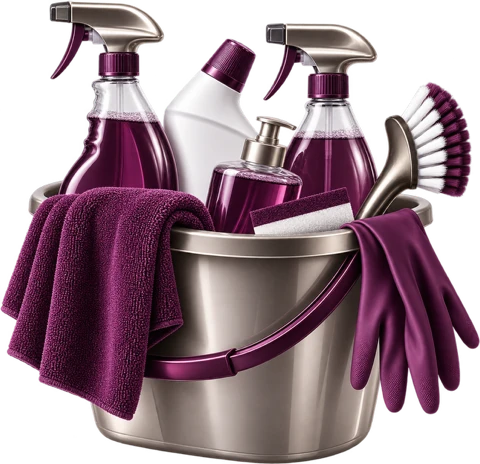 Kirtle Standard burgundy and champagne cleaning caddy